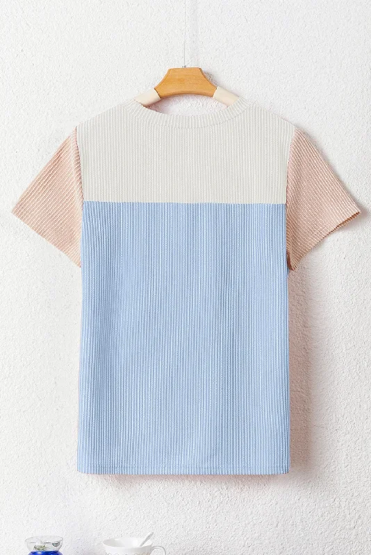 light-blue-rib-textured-colorblock-t-shirt