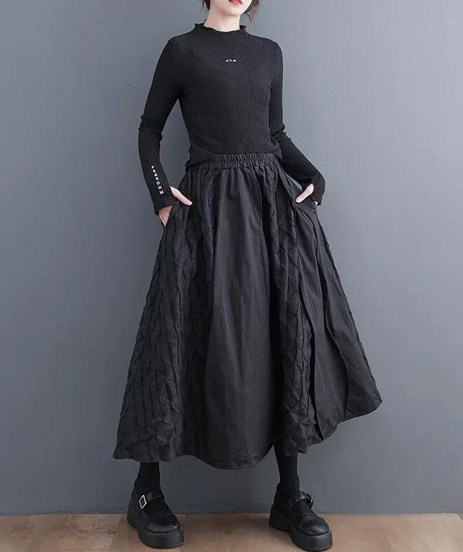 loose-patchwork-vintage-elastic-waist-a-line-skirt