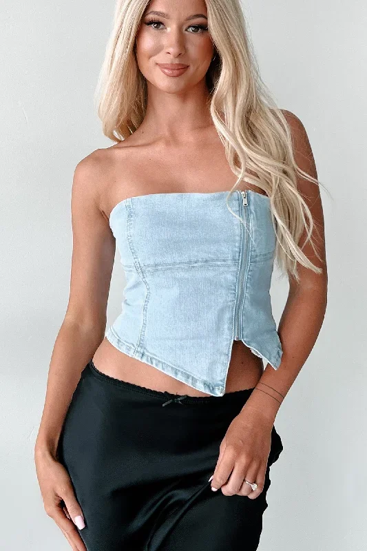 losing-all-control-strapless-zippered-denim-top-light-blue