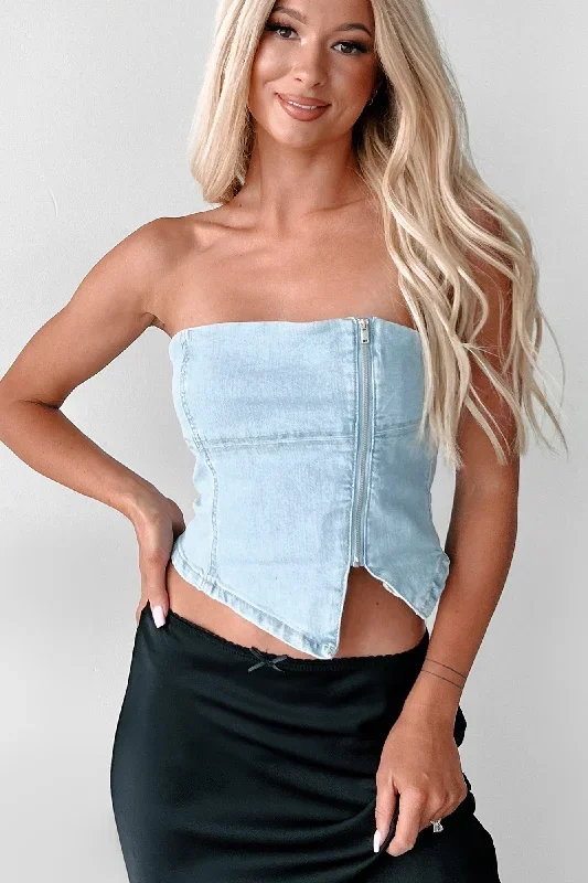 losing-all-control-strapless-zippered-denim-top-light-blue