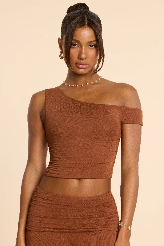 lula-asymmetric-neck-ruched-modal-top-chestnut-brown