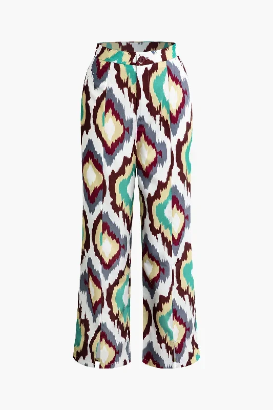 Abstract Print Straight Leg Pants