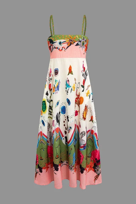 Graffiti Print Slip Maxi Dress