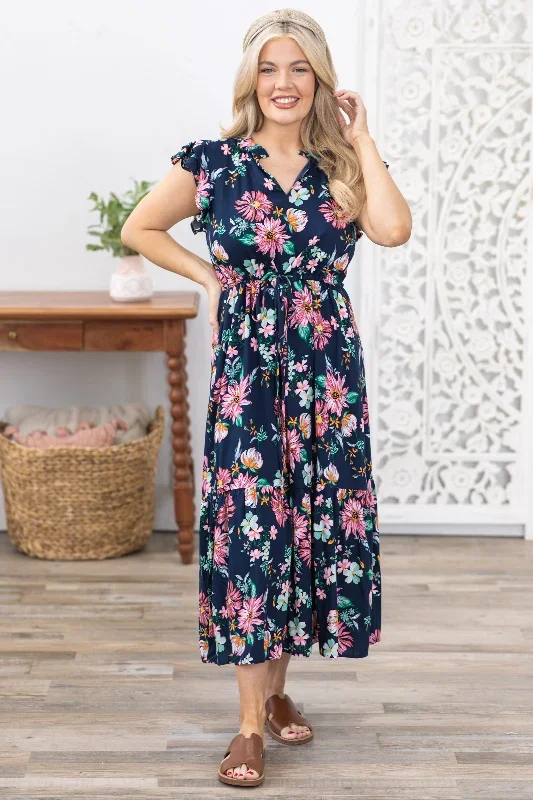 navy-floral-print-ruffled-v-neck-midi-dress