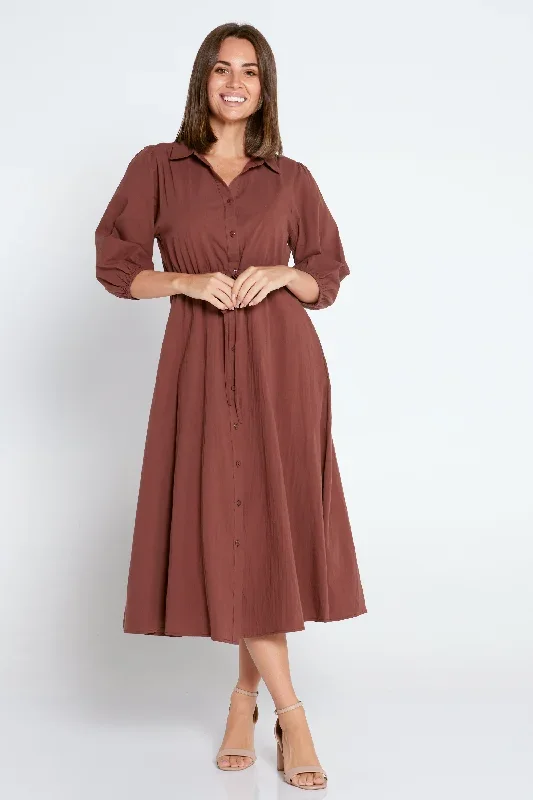 Neena Cotton Dress - Chocolate