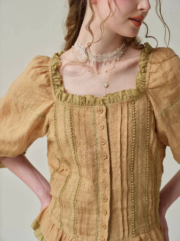 off-shoulder-linen-blouse-in-gold-beige-and-white-lace-blouse-ruffle-linen-blouse-vintage-blouse-puff-sleeve-blouse-linennaive