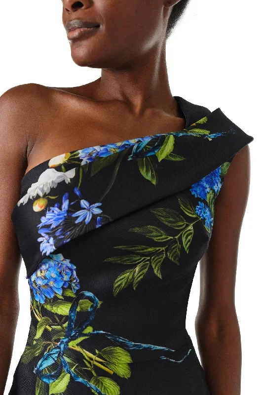 one-shoulder-floral-draped-column-gown