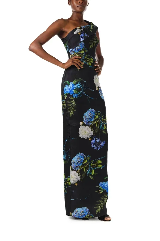 one-shoulder-floral-draped-column-gown