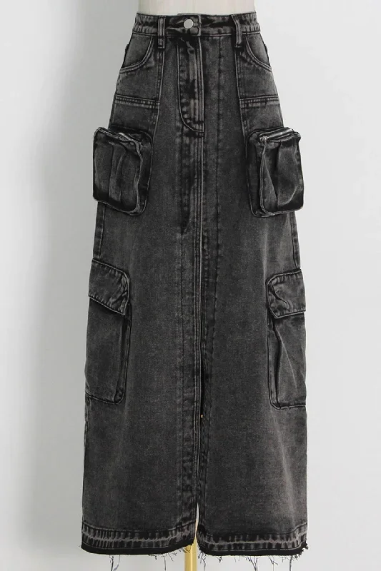 pocket-patchwork-slit-a-line-denim-cargo-skirt