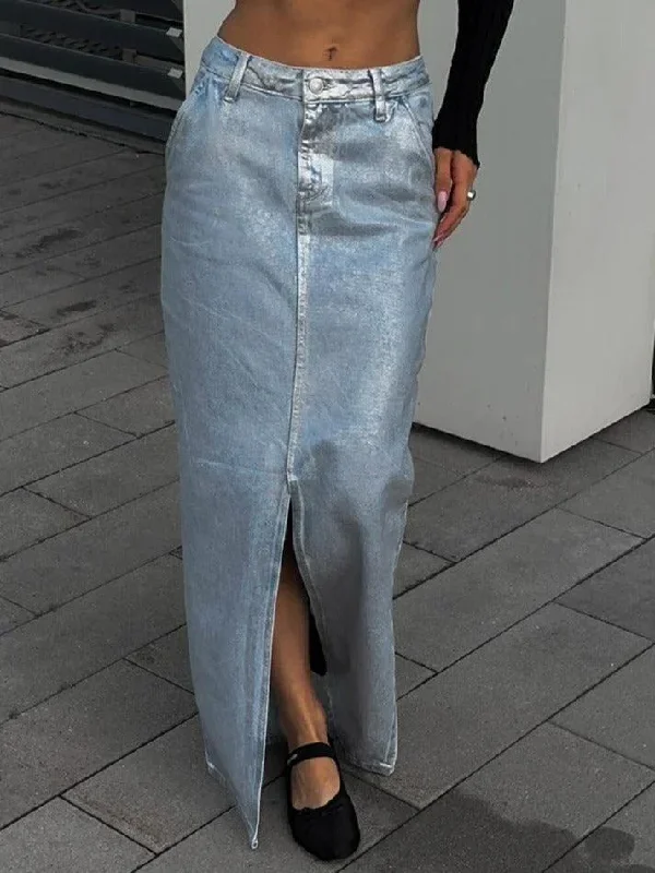 reflective-split-a-line-denim-maxi-skirt