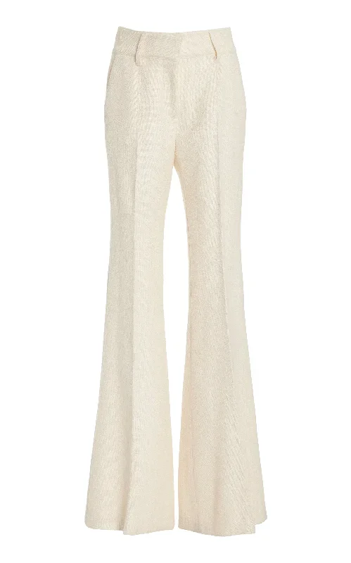 Rhein Pant in Ivory Silk Virgin Wool Slub