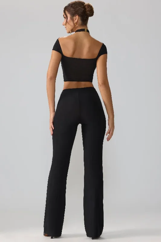 ridley-mid-rise-twist-overlay-flare-trousers-black