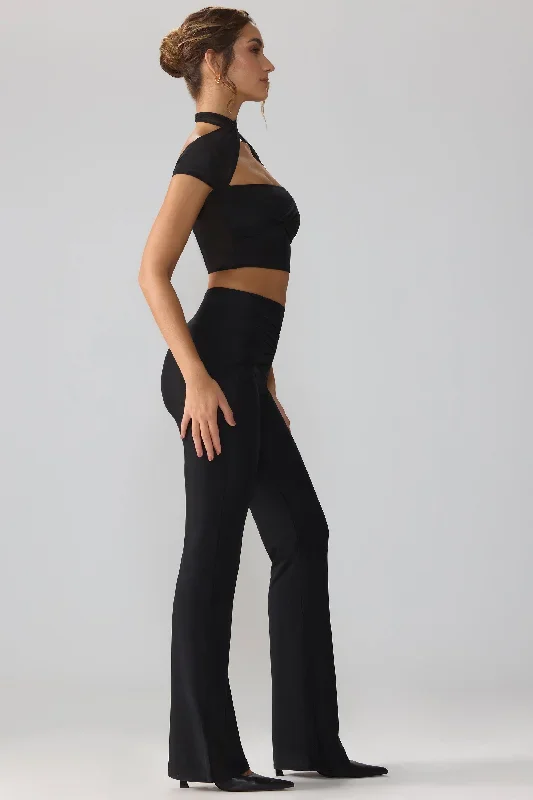 ridley-mid-rise-twist-overlay-flare-trousers-black