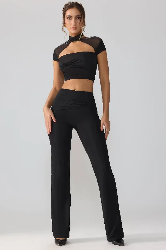 ridley-mid-rise-twist-overlay-flare-trousers-black