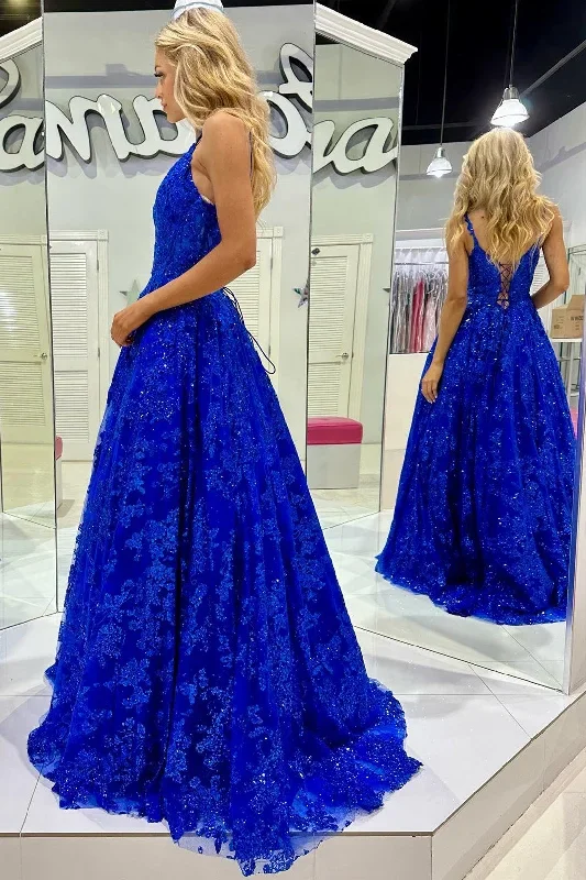 royal-blue-sequin-lace-v-neck-a-line-long-prom-dress