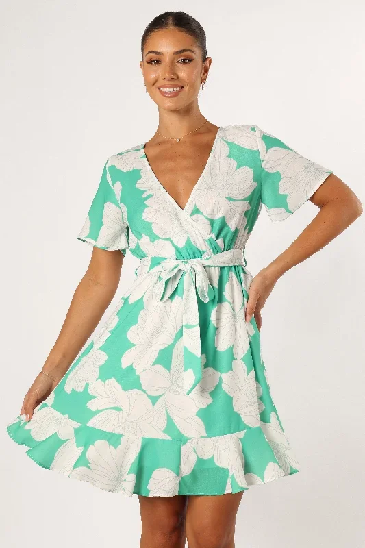 Rylan Mini Dress - Green Floral