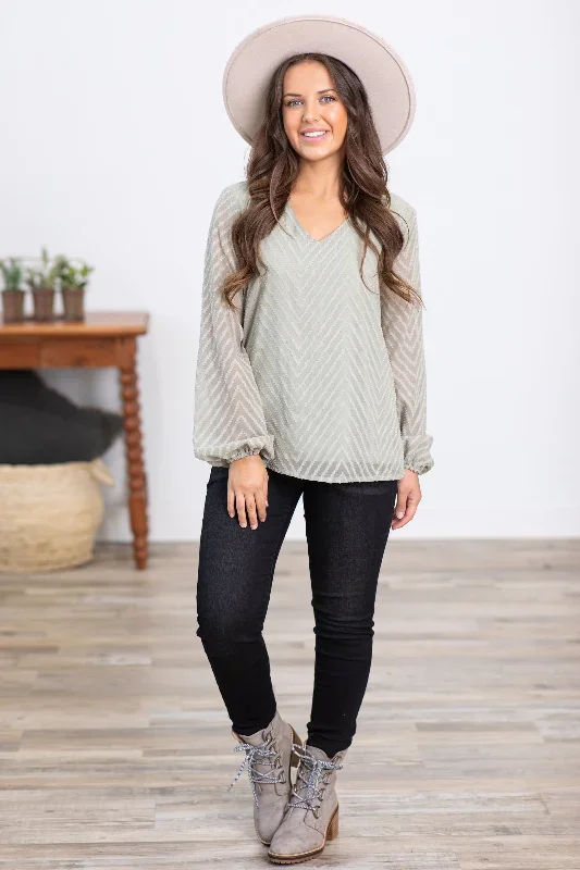 sage-chevron-textured-long-sleeve-top