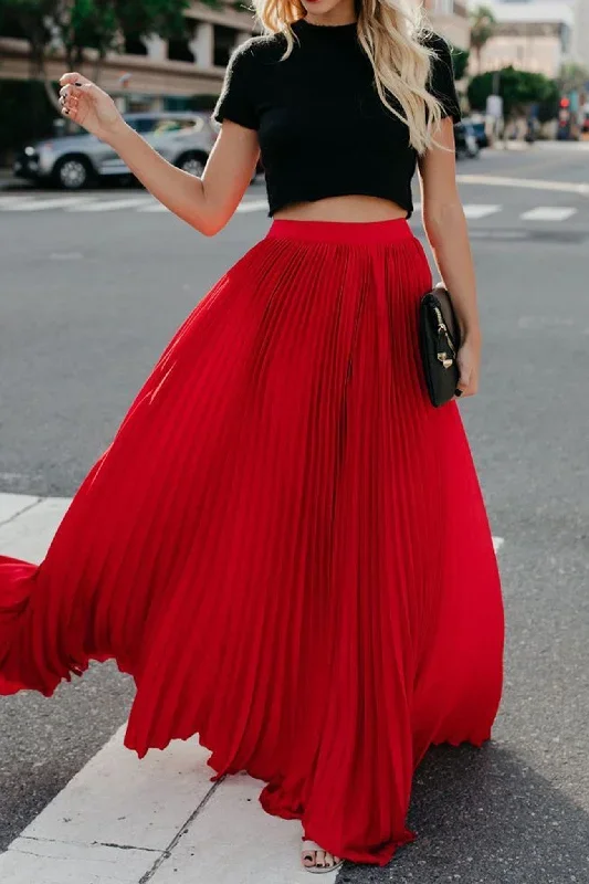 solid-color-high-waist-pleated-maxi-skirt