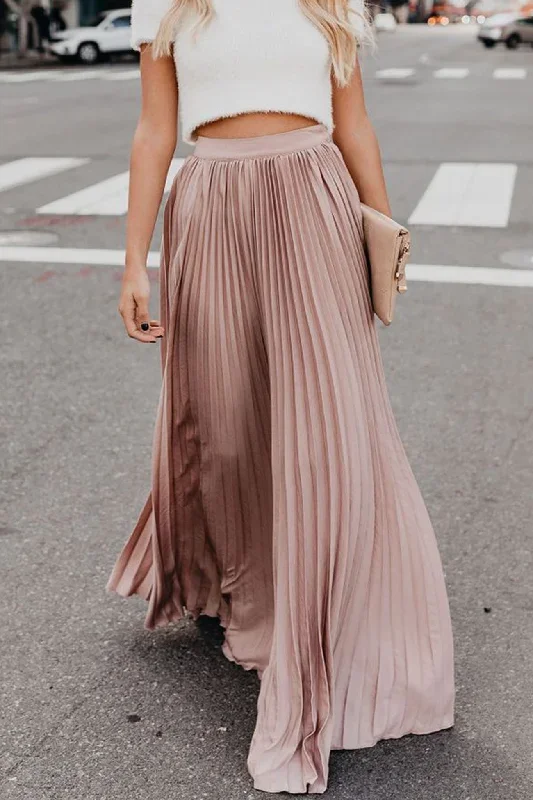 solid-color-high-waist-pleated-maxi-skirt