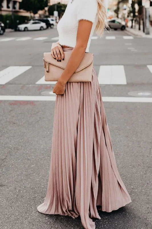 solid-color-high-waist-pleated-maxi-skirt