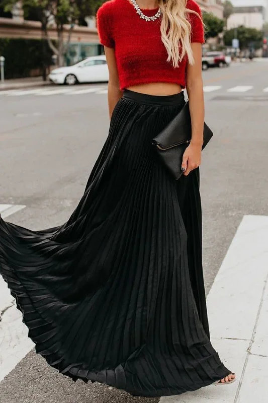 solid-color-high-waist-pleated-maxi-skirt