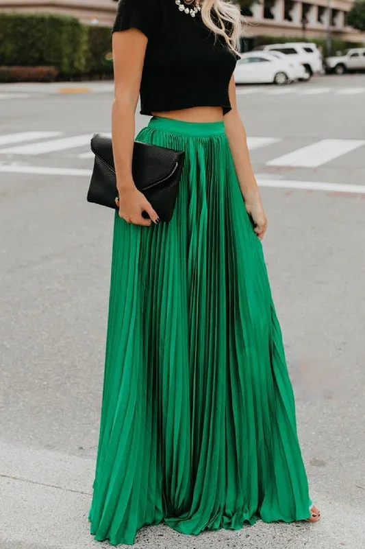 solid-color-high-waist-pleated-maxi-skirt