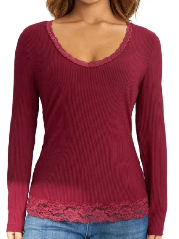 solid-color-rib-lace-trim-slim-long-sleeve-knit