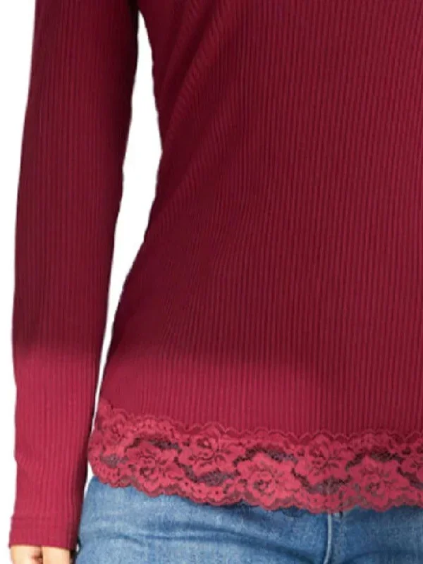 solid-color-rib-lace-trim-slim-long-sleeve-knit