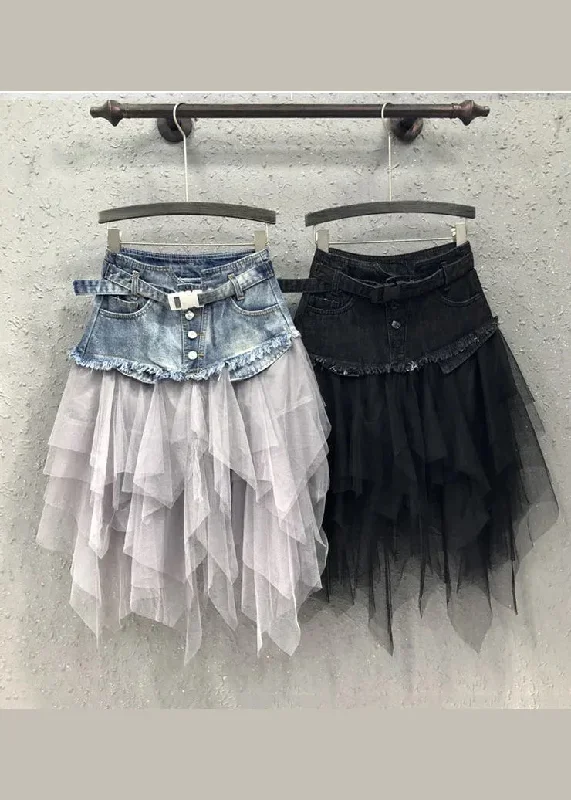 style-blue-asymmetrical-tulle-patchwork-denim-skirts-summer