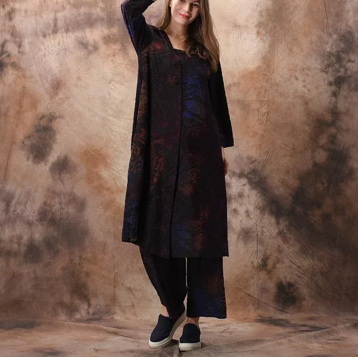 style-cotton-clothes-asymmetric-wide-leg-pants-for-women-2019-cotton-purple-jacquard-tunic-shirt-spring