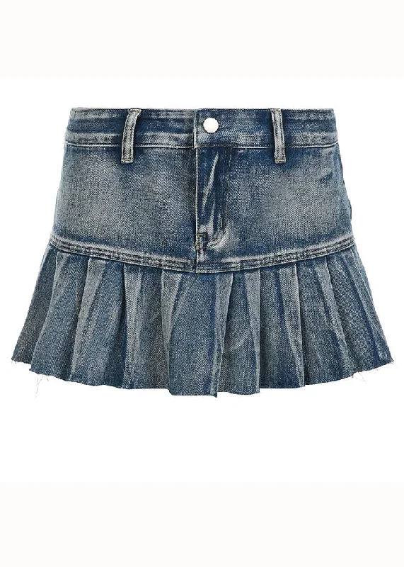 stylish-blue-patchwork-denim-pleated-skirts-summer