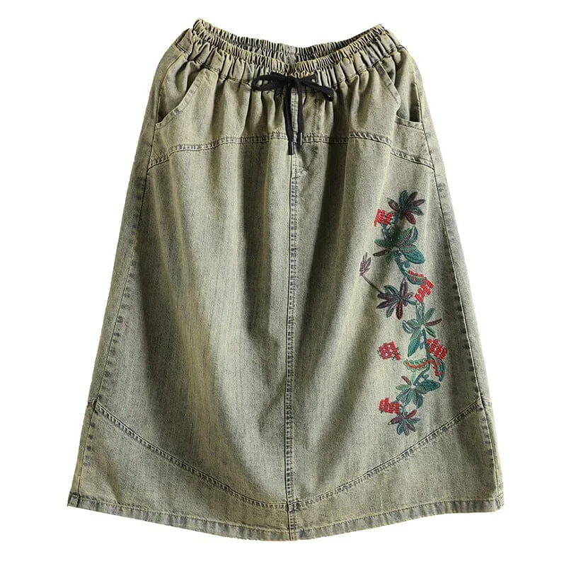 summer-retro-embroidery-cotton-denim-skirt