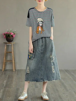 summer-retro-embroidery-ripped-cotton-denim-skirt