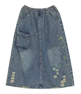 summer-retro-embroidery-ripped-cotton-denim-skirt