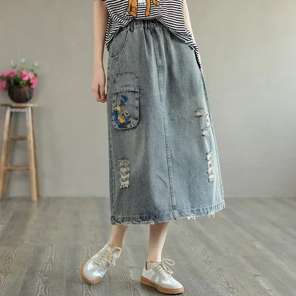 summer-retro-embroidery-ripped-cotton-denim-skirt