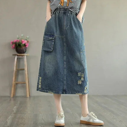 summer-retro-embroidery-ripped-cotton-denim-skirt