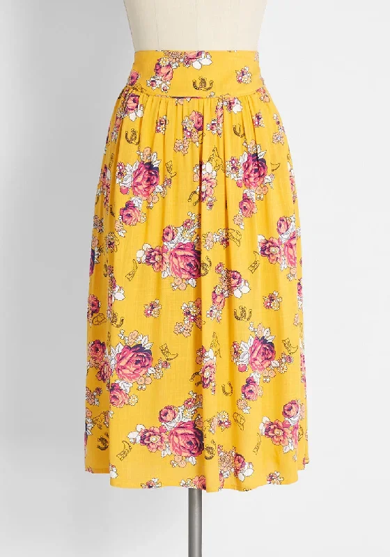 Swinging Saddles Midi Skirt