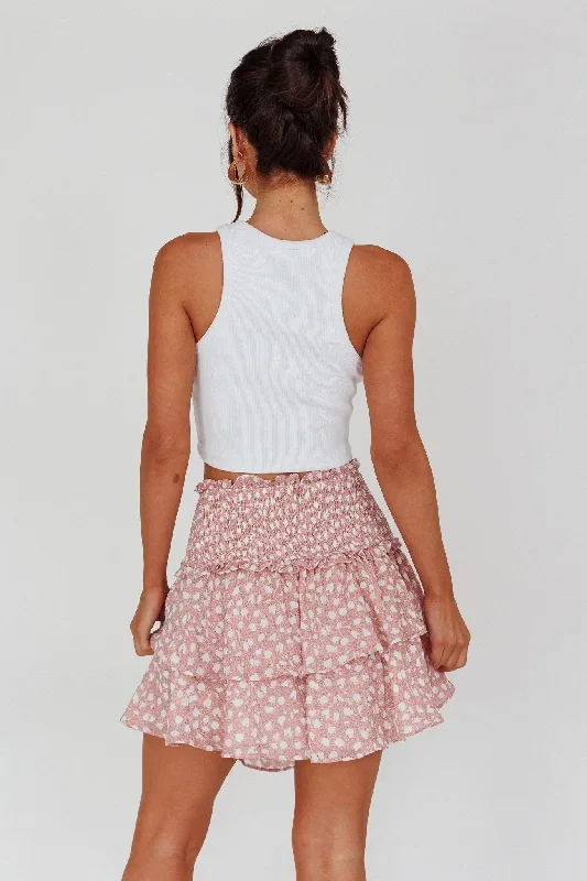 sylvie-shirred-waist-layered-mini-skirt-pink