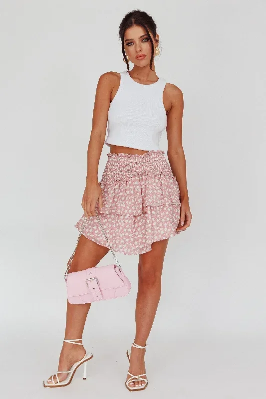 sylvie-shirred-waist-layered-mini-skirt-pink