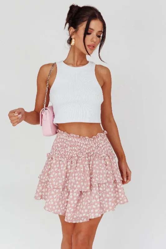 sylvie-shirred-waist-layered-mini-skirt-pink