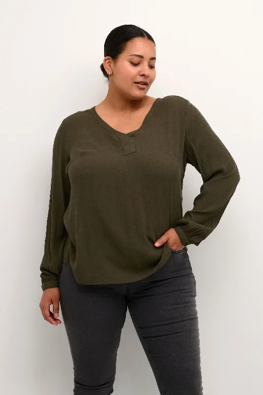 timeless khaki blouse made of ecovero viscose