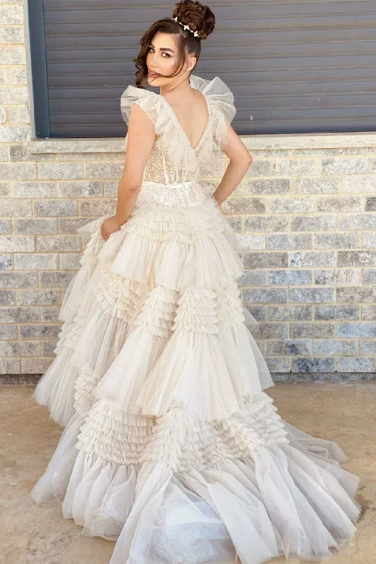 v-neck-ivory-appliques-tiered-tulle-prom-dress-with-flying-sleeves