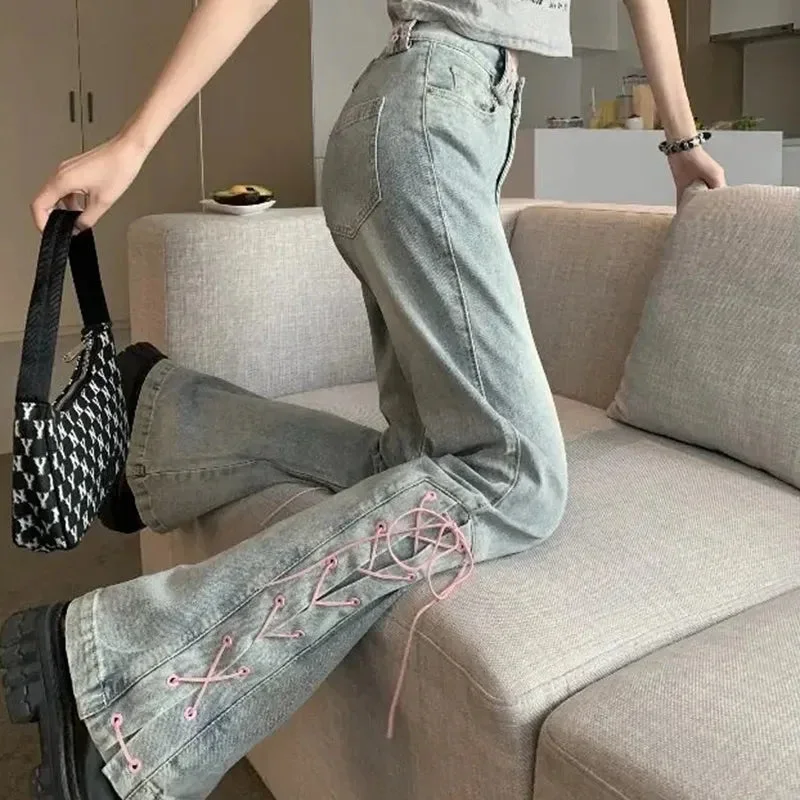 Vintage Bandage Slit Flare Jeans