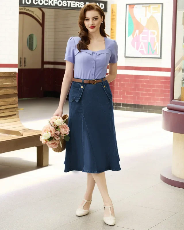 vintage-jean-skirt-elastic-high-waist-flared-a-line-midi-skirt