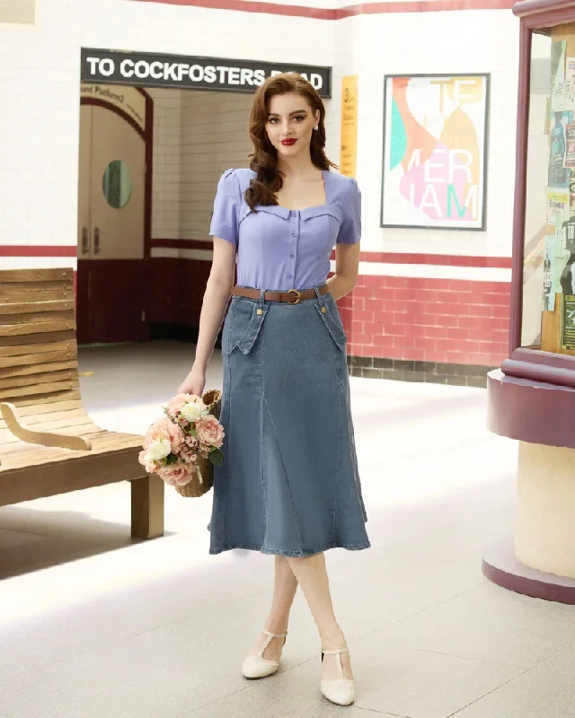 vintage-jean-skirt-elastic-high-waist-flared-a-line-midi-skirt