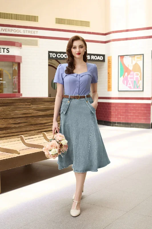 vintage-jean-skirt-elastic-high-waist-flared-a-line-midi-skirt