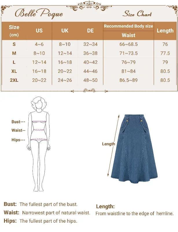 vintage-jean-skirt-elastic-high-waist-flared-a-line-midi-skirt