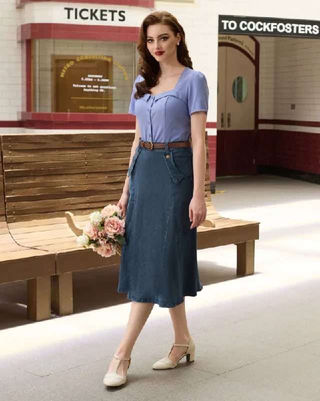 vintage-jean-skirt-elastic-high-waist-flared-a-line-midi-skirt