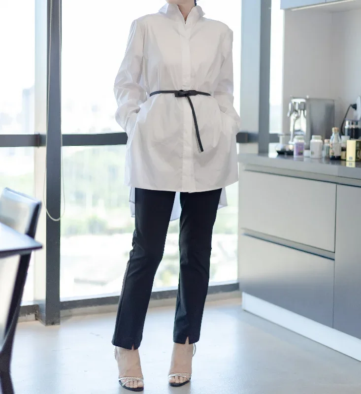 Waist slim Korean style white blouse 33219