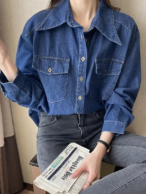 wash-dual-pocket-denim-blouses-shirts